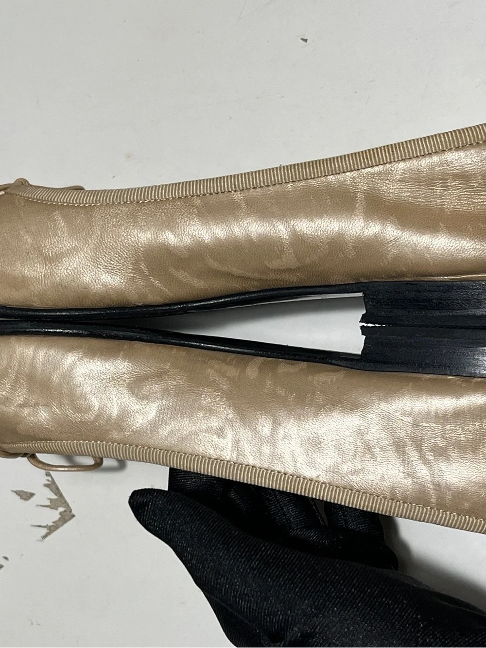 Chanel Metallic gold Nude Ballet Flats
